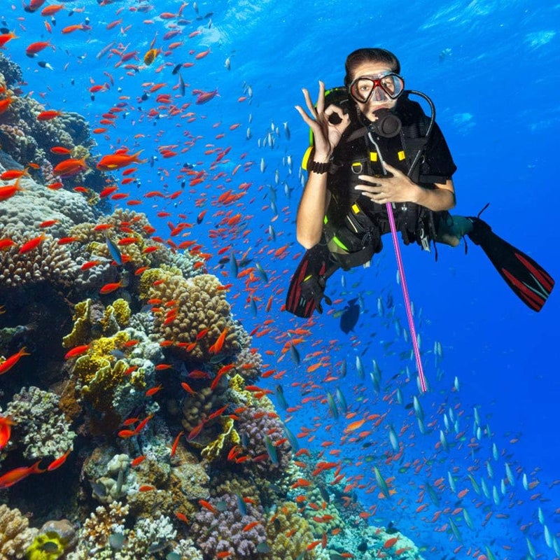 plplaaoo Aluminum Alloy Diving Pointer Stick with Hand Strap for Underwater Exploration and Reef Protection Pink - Image 2
